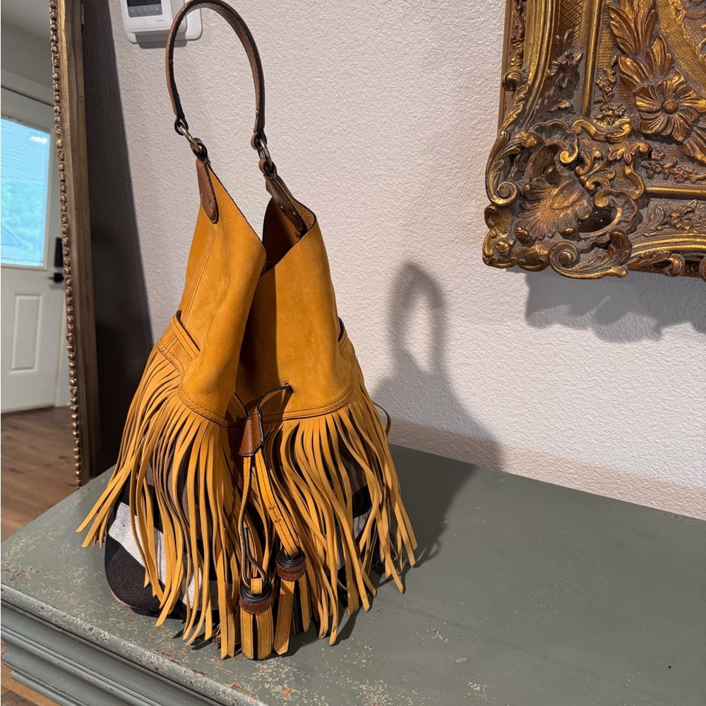 Yellow Fringe Leather Bag